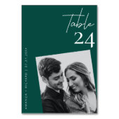 Modernes stilvolles Emerald Green Hochzeitsfest-Fo Tischnummer (Vorderseite)