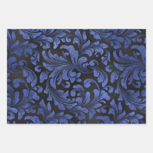 Modernes, stilvolles, festliches, dunkelblaues Kar Geschenkpapier Set (Vorderseite 3)