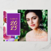 Modernes, stilvolles Foil Abschluss Foto Folieneinladung (Vorderseite)