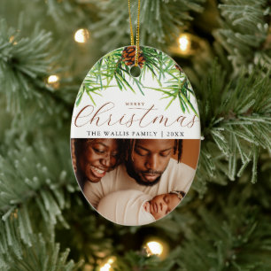 Modernes & stilvolles Foto & Grüße Weihnachtskiefe Keramik Ornament