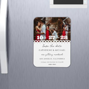 Modernes, stilvolles Foto Lace Einfach Save the Da Magnet