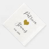 Modernes, stilvolles Gold Heart Wedding Paper Napk Serviette (Ecke)