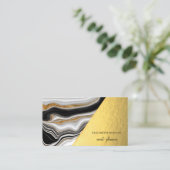 Modernes, stilvolles Gold-Schwarz-weiß-Marmor Visitenkarte (Stehend Vorderseite)