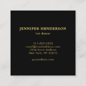 Modernes, stilvolles Gold und berufliches Schwarz Quadratische Visitenkarte (Rückseite)