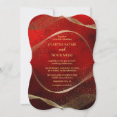 Modernes, stilvolles Gold und Rot Einladung (Vorderseite)