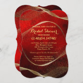 Modernes, stilvolles Gold und rotes Brautparty Einladung (Vorne/Hinten)