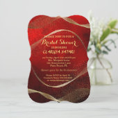 Modernes, stilvolles Gold und rotes Brautparty Einladung (Stehend Vorderseite)