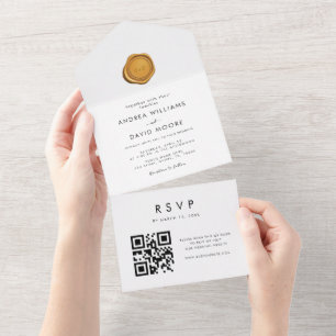 Modernes, stilvolles Gold Wax Siegel QR Code UAWG All In One Einladung