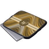 Modernes, stilvolles Golden Brown Waves Monogram L Laptopschutzhülle (Vorne Knopf)