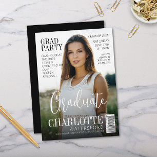 Modernes, stilvolles Graduate Magazine Cover Grad  Einladung