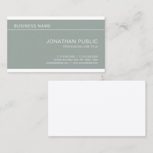 Modernes, stilvolles Green Minimalistisch Trendy S Visitenkarte (Vorne/Hinten)