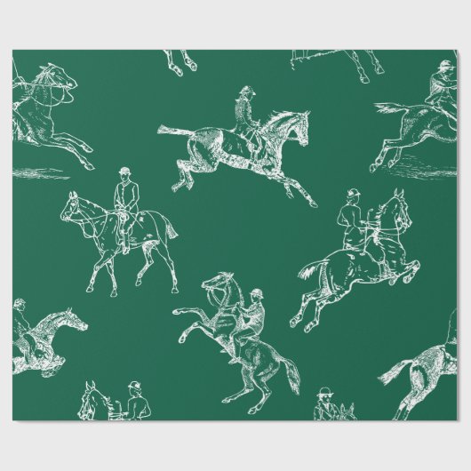 Modernes, stilvolles Green White Horseback Riding  Geschenkpapier (Flach)