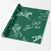 Modernes, stilvolles Green White Horseback Riding  Geschenkpapier (Ungerollt)