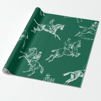 Modernes, stilvolles Green White Horseback Riding Geschenkpapier