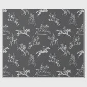 Modernes, stilvolles Grey White Horseback Reittoil Geschenkpapier (Flach)
