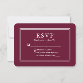 Modernes, stilvolles Hochzeitburgund RSVP Karte