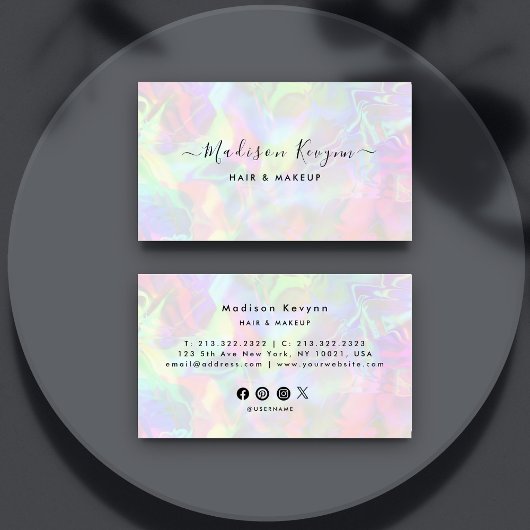 Modernes, stilvolles holografisches Beautician Mak Visitenkarte