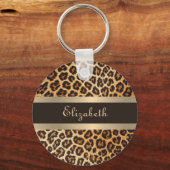 Modernes, stilvolles Leopard-Muster Braun & Gold S Schlüsselanhänger (Vorderseite)