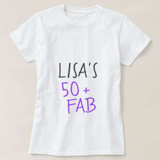 Modernes, stilvolles Lila 50 Fabulous Geburtstag T-Shirt (Design vorne)