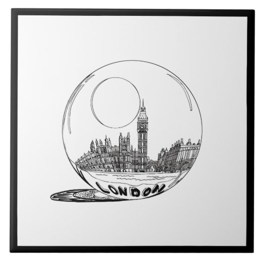 Modernes stilvolles London Sity Schwarz-weiß Fliese (Vorderseite)