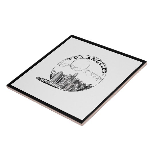 Modernes, stilvolles Los Angeles Sity Schwarz-weiß Fliese (Seite)