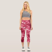 Modernes, stilvolles Magenta-Marmor-Muster Capri Leggings (Vorderseite)