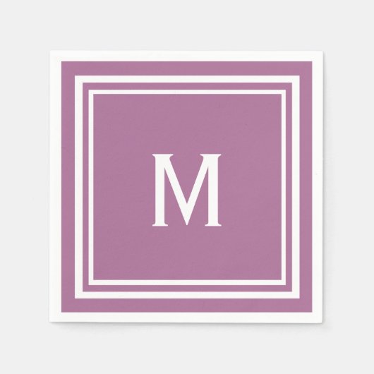 Modernes, stilvolles Mauve Custom Monogram Serviette (Vorderseite)