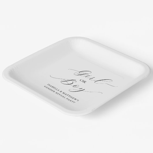 Modernes stilvolles Minimal-Script-Gender-Party Pappteller (Gewinkelt)