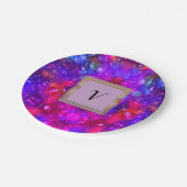 Modernes, stilvolles Mongram Muster WinterParty Pappteller (Schrägansicht)