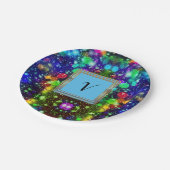 Modernes, stilvolles Mongram Muster WinterParty Pappteller (Schrägansicht)