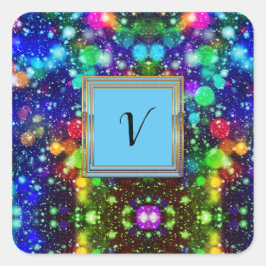 Modernes, stilvolles Mongram Muster WinterParty Quadratischer Aufkleber