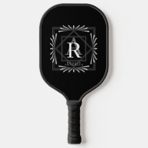 Modernes, stilvolles Monogram Black Pickleball Pad