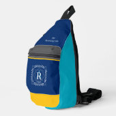 Modernes, stilvolles Monogram Blue Crossbody Bag (Rechte Ecke)