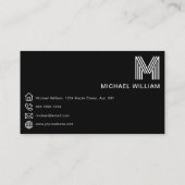 Modernes, stilvolles Monogram Simple Sleek Black Visitenkarte (Rückseite)