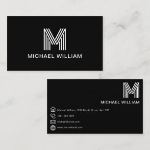 Modernes, stilvolles Monogram Simple Sleek Black Visitenkarte