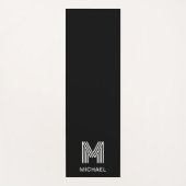 Modernes, stilvolles Monogram Simple Sleek Black Yogamatte (Vorderseite)