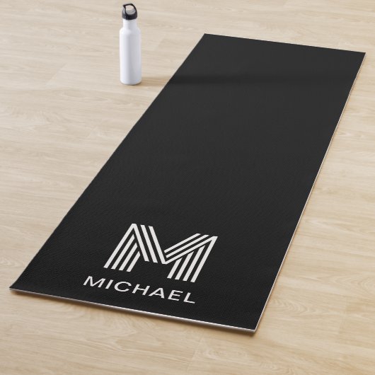 Modernes, stilvolles Monogram Simple Sleek Black Yogamatte (Beispiel)