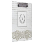 Modernes, stilvolles Monogram Vintag Wood Klemmbrett (Rechts)