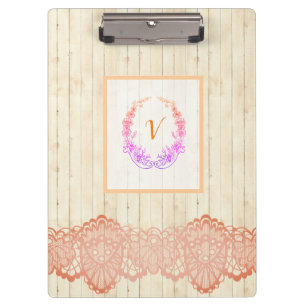 Modernes, stilvolles Monogram Vintag Wood Klemmbrett