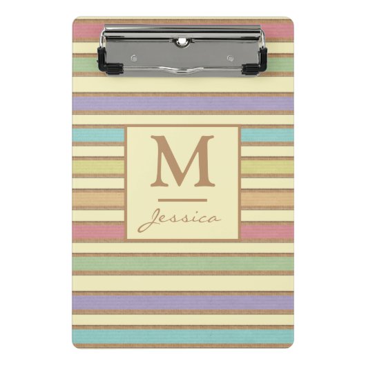 Modernes, stilvolles Monogramm aus pastelfarbenem  Mini Klemmbrett (Vorderseite)