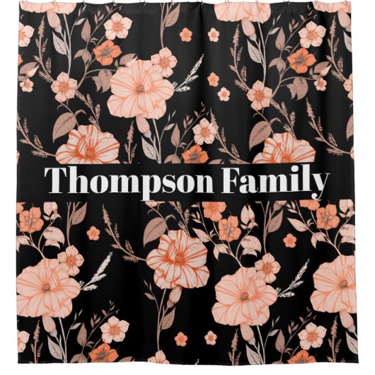 Modernes, stilvolles Monogramm l Floral pattern l Duschvorhang (Vorderseite)