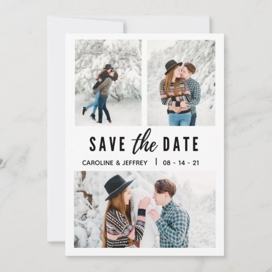 modernes, stilvolles Multi-Foto Save the Date (Vorderseite)