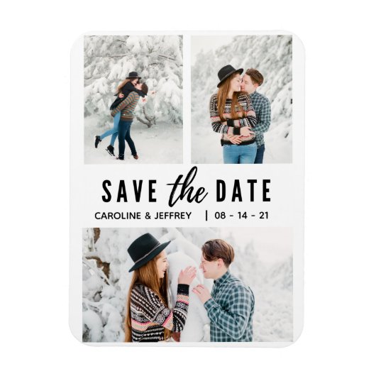 modernes, stilvolles Multi-Foto Save the Date Magnet (Vertikal)