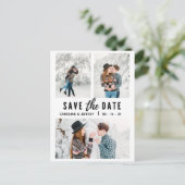 modernes, stilvolles Multi-Foto Save the Date Postkarte (Stehend Vorderseite)
