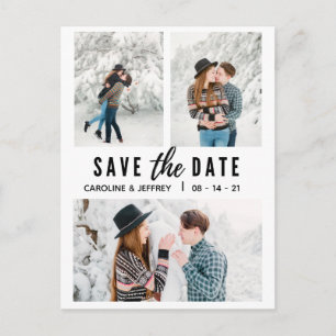 modernes, stilvolles Multi-Foto Save the Date Postkarte