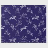 Modernes, stilvolles Navy Blue Horseback Riding To Geschenkpapier (Flach)