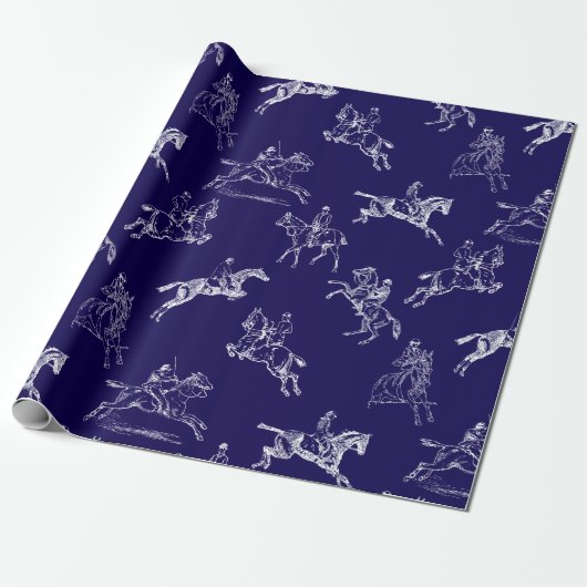 Modernes, stilvolles Navy Blue Horseback Riding To Geschenkpapier (Ungerollt)