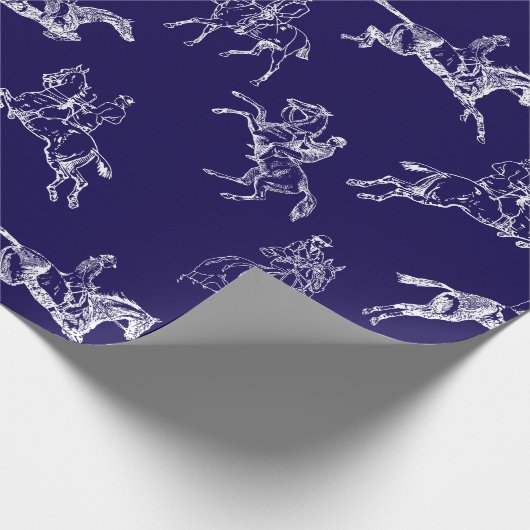 Modernes, stilvolles Navy Blue Horseback Riding To Geschenkpapier (Ecke)