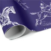 Modernes, stilvolles Navy Blue Horseback Riding To Geschenkpapier (Rolleneckpunkt)