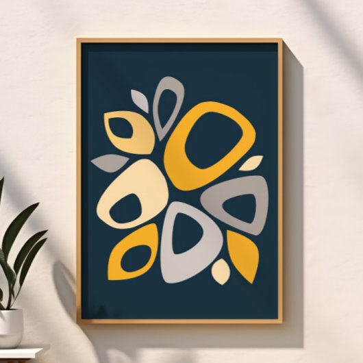 Modernes, stilvolles Navy Blue Mustard Abstrakt Poster